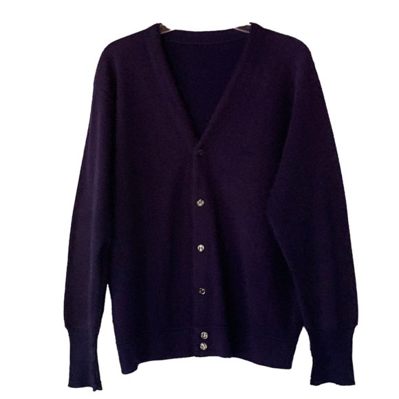 Vintage Sweaters Vintage 8s Grandpa Cardigan Sweater Xl Navy Blue